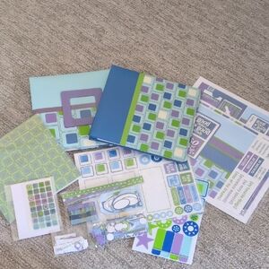 Colorful Scrapbooking Kit with Blue and Green Accents